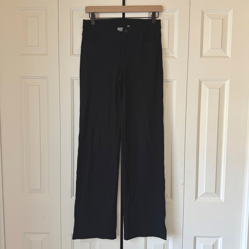 Athleta Black Wide Leg Trousers Stretch Work Travel Pants Size 2 RN 54023